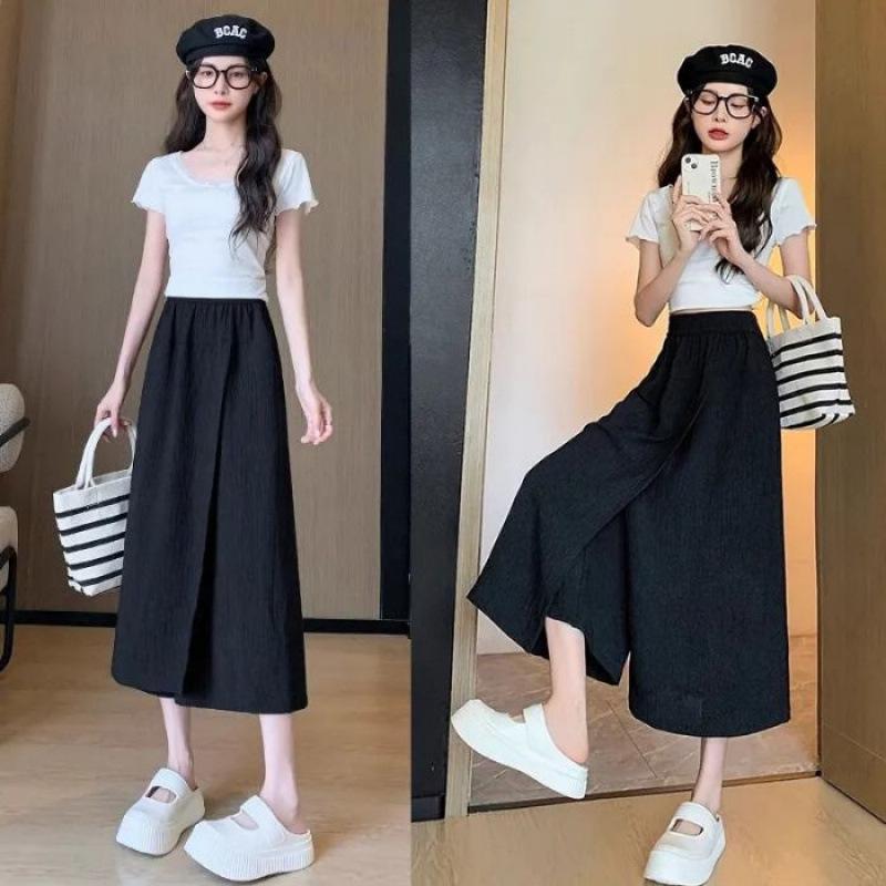 2025 High-Waisted Slim-Fit Split Culottes for Summer