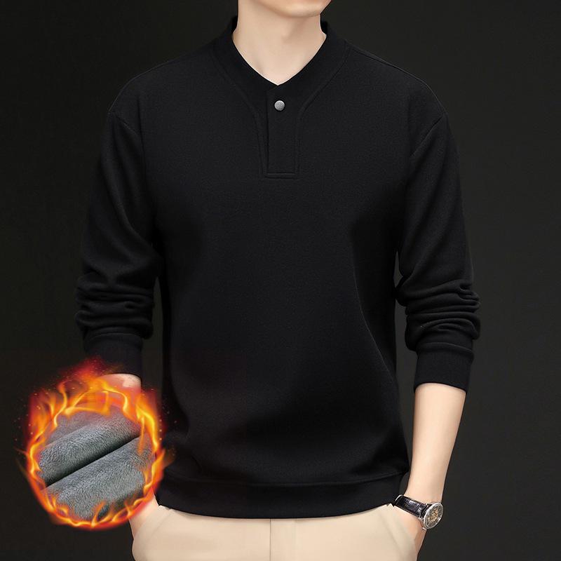 Men's 2025 Winter Fleece-Lined Thickened Sweatshirt with Single-Button Closure