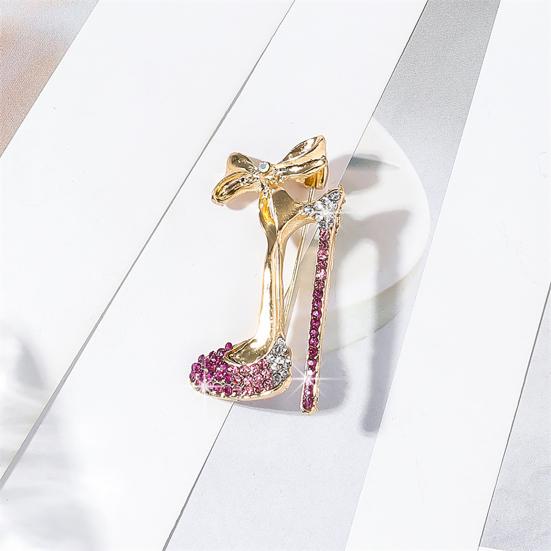 jijijing Brooch Pin, High Heels Bow Shape Lapel Pin with Sparkling Rhinestones, Women Badge for Suits Coats Bags Accessories