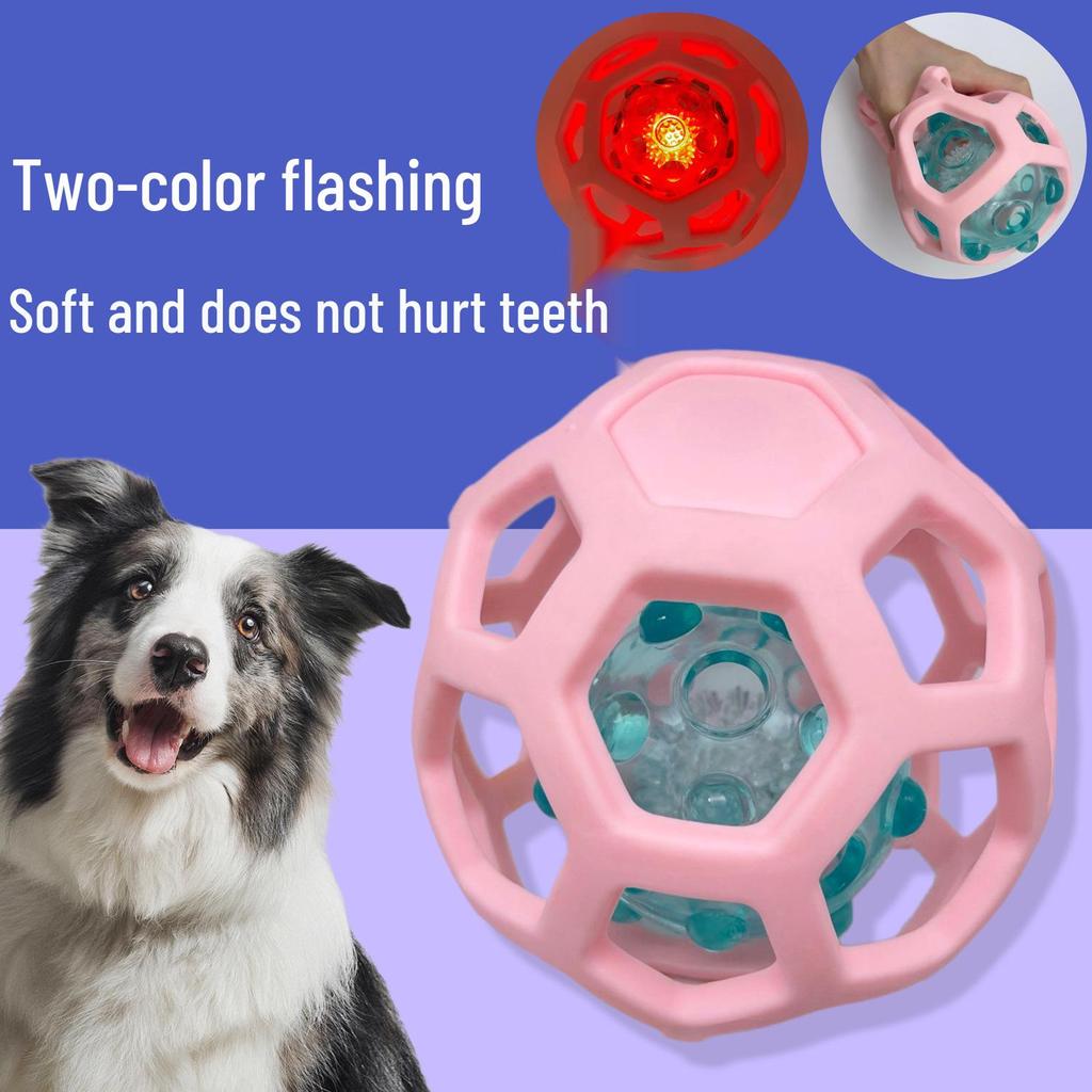 Two-Color Flashing Hollow Dog Toy with Shaking Sound and Splittable Design