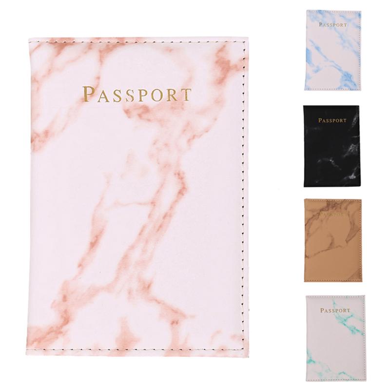 

1PC Держатель ID-карты Мраморный узор Водонепроницаемый кожаный держатель паспорта Protector Дорожный чехол