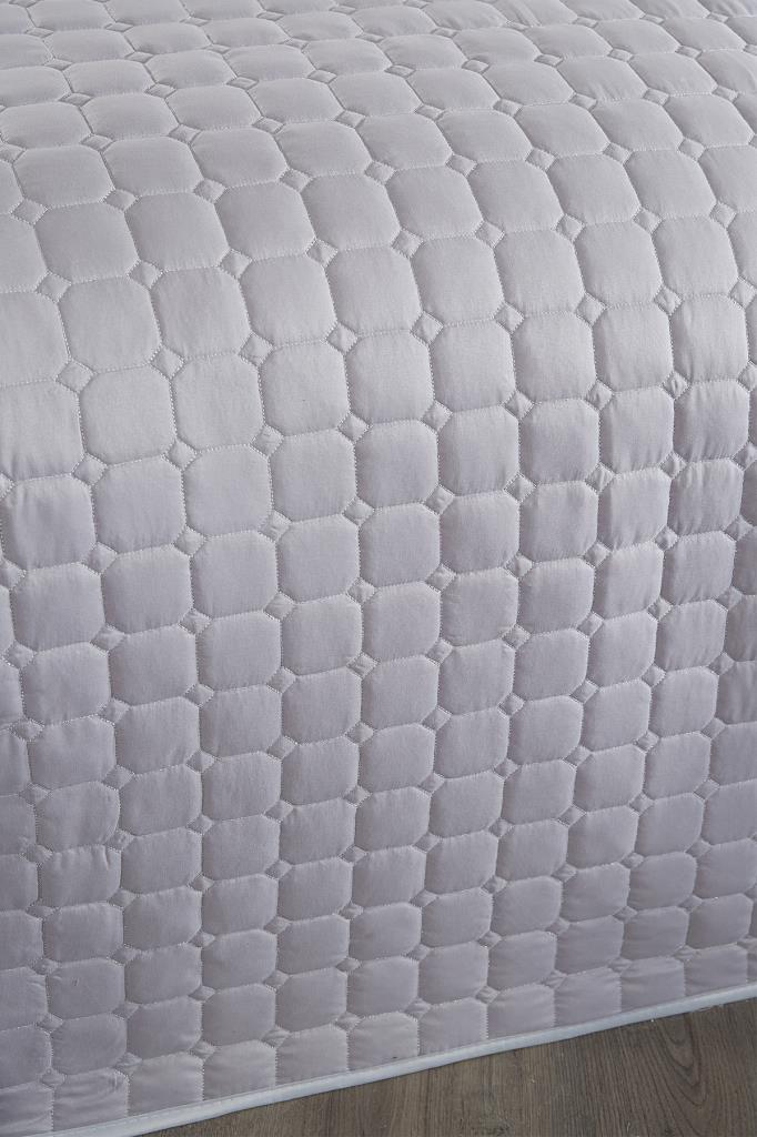 Colcha Queen Estiva Acolchoada 2 peças, Colcha 180x240 com Fronha, Tecido de Algodão, Tamanho Único Cinza