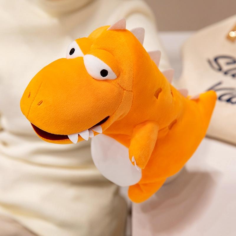 28cm Fetter Cartoon-Dinosaurier Handpuppe Stofftier T-Rex Dino Gruseltier Plüschtier Interaktiv Geschichten Erzählen Kleines Requisit Geschenk