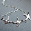 Creative Cute Silver Color Three Sparrow Bird Pendant Necklace For Women Simple Animal Retro Collar Chain Jewelry Accessory Gift