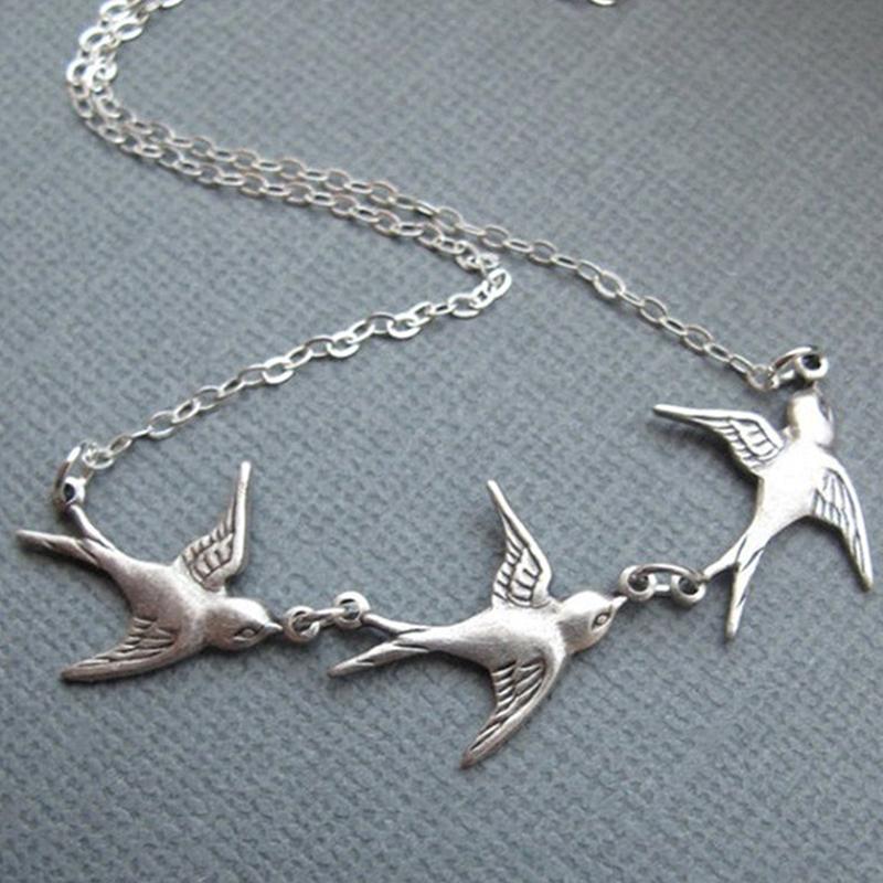 

Креативное Милое Серебристое Ожерелье-Кулон с Тремя Воробьями Для Женщин Простая Животная Ретро Цепочка на Шею Ювелирный Аксессуар Подарок