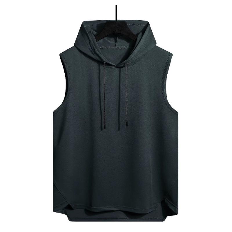 Canotta con Cappuccio Senza Maniche da Uomo Casual Vestibilità Larga Streetwear Gilet da Palestra
