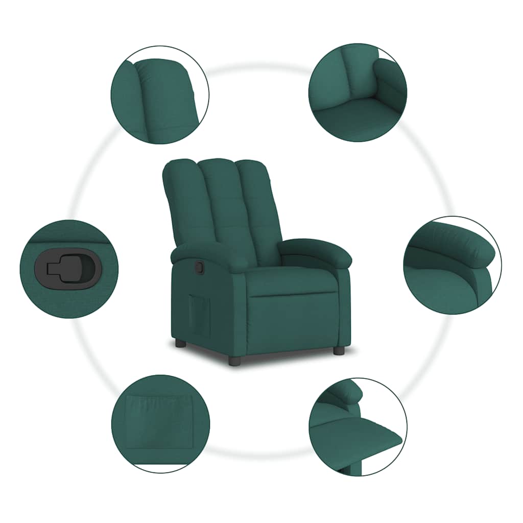 Recliner Chair Dark Green Fabric