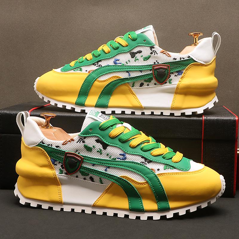2025 Sneakers Uomo Casual Tela Traspirante Rialzo Interno Scarpe Piattaforma Tendenza Street Cool Colori Misti Scarpa da Skateboard