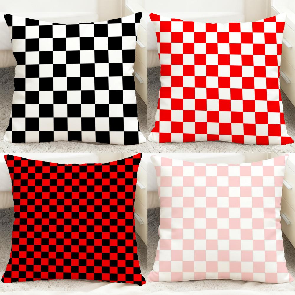 Panika Chen Unisex Checkerboard Cushion Cover Comfortable Reversible Pillow Cover Ideal For Car Sofa Bedroom & Beyond