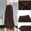 Women Corduroy Skirt High Waist Autumn Winter Knitted A Line Flowy Elegant Skirts