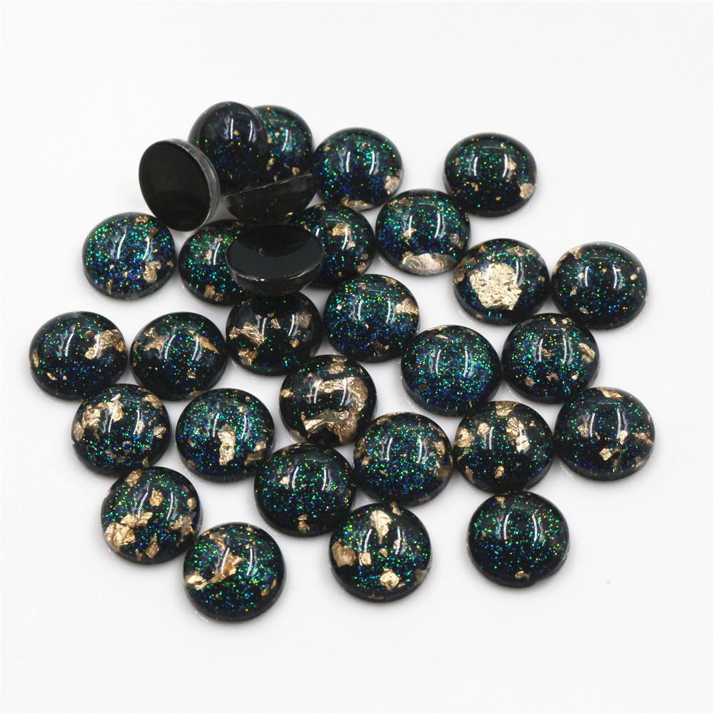 40 Stück 8mm 10mm 12mm Runde Eingebettete Metallfolie Flache Rückseite Harz Cabochons Kuppel DIY Ohrringe Schmuckherstellung Zubehör Fundstücke