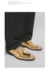 Men's Formal Gold Mirror Brogue Leather Shoes - Large Size, Lace-up Wedding Groom Attire