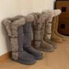 Cowhide Version Thick-soled Long-tube Snow Boots Women's New Winter Velvet Thickened Warm High-tube Fluffy Snow Boots