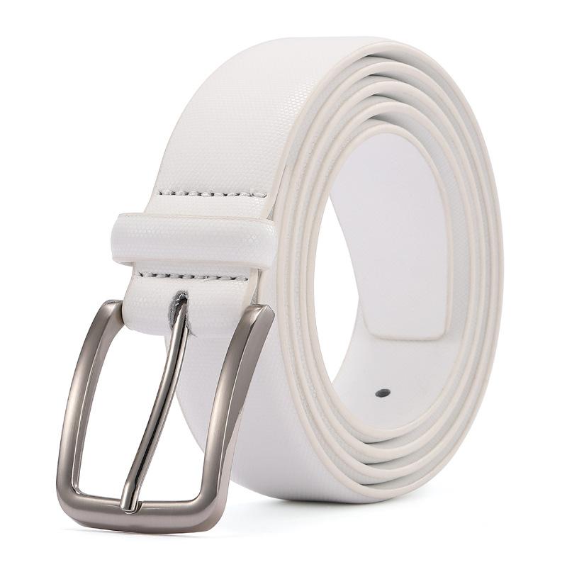 

Cowhide Clothing Belt, Simple Solid Color Pin Buckle Belt, Multi-Color 105-125cm белый