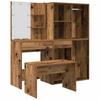 Makeup Table Set with LED Lights Rustic Wood Look Engineered Wood