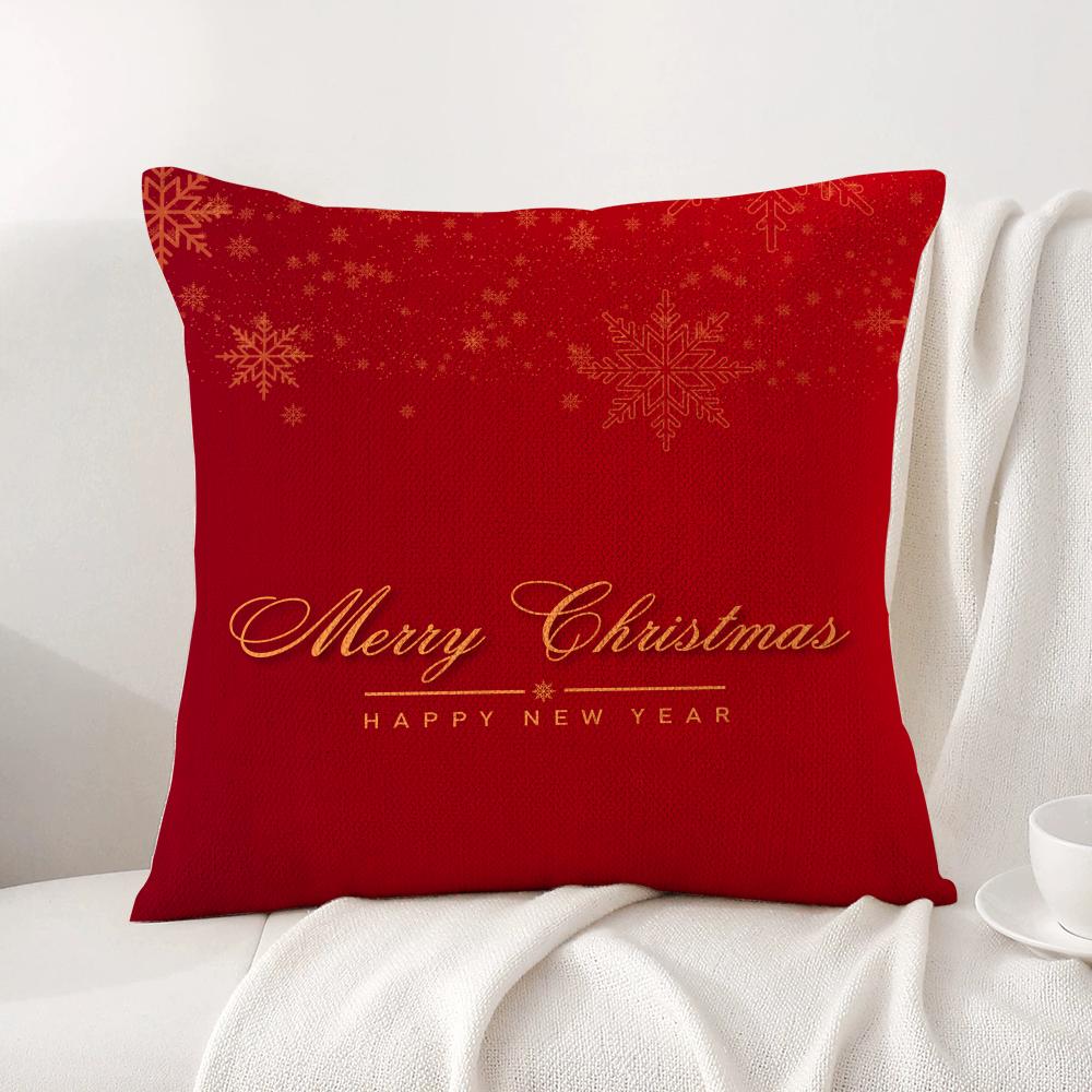 Christmas world Cushion Cover Natural Linen Organic Fabric DoubleSided Printing Sofa Home Decor Breathable Bed Pillow