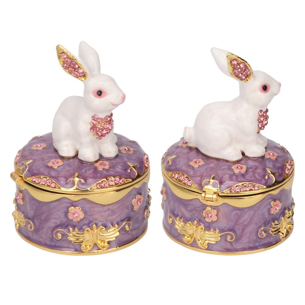 Vintage Zinc Alloy Trinket Box, Enamel Floral Pattern, Exquisite Artwork Jewelry Storage Figurine Hand Painted Trinket Box