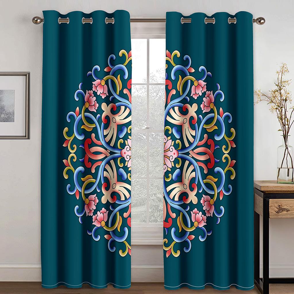Gold Chinese Vintage Animal Plant Luxury Window Curtains In the Kids Bedroom Living Room Hall Treatments Kitchen Drapes Blinds