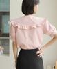 Ppaeppae Big Frill Collar Neck Puff Short Sleeve Blouse