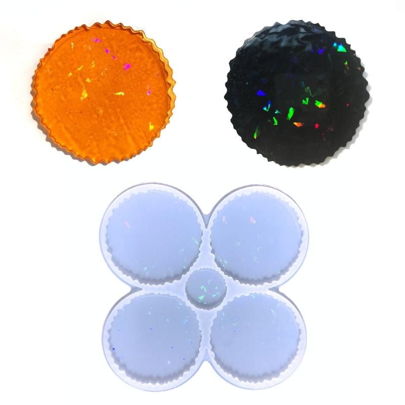 Diy Handmade Mold Coffee Coaster Light Shadow for Creative Silicone Mold Crystal Round Placemat Mold for Diy Crafts