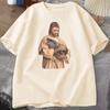 Funny Meme Jesus Holding Moo Deng T Shirt Unisex Summer Fashion The Hippo Joke Moo Dang Lover T-shirt Short Sleeve Tees - Men...