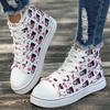 Women's Board Shoes Printed Large Size High-top Canvas Shoes Flat-soled Lace-up Casual Shoes