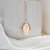 December Birth Flower Oval Necklace with Engravable Pendant and Photo Album Clavicle Chain