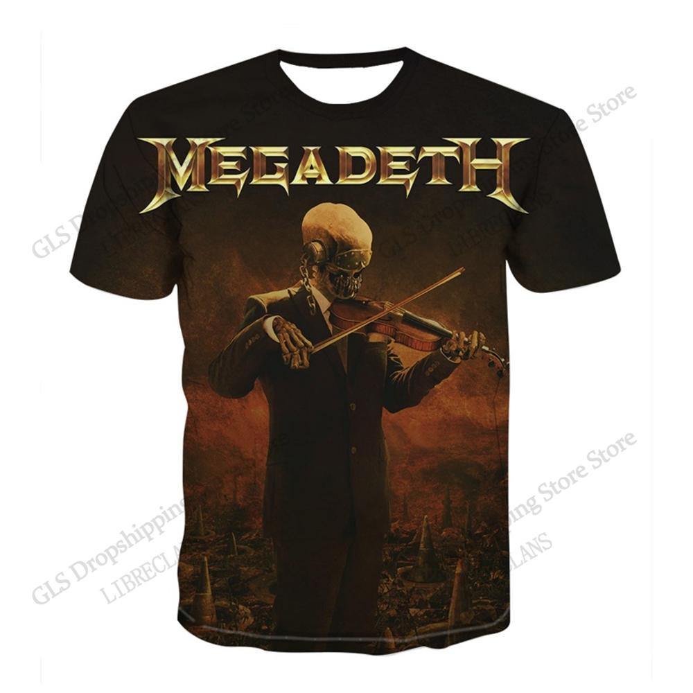 Nová Rocková Kapela Megadeth 43 Let Tour 2026 3D Potisk Tričko Pánské Dámské Móda Hip Hop Nadměrné Velikosti Street Krátký Rukáv Vrchní Části Trička Děti