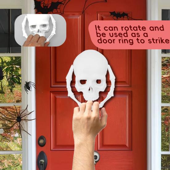 Halloween Skull Door Knocker with Mounting Hardware Gothic Creepy Skull Front Door Gate Knocker Handle Pull Ring Home Decoration Door Accessories