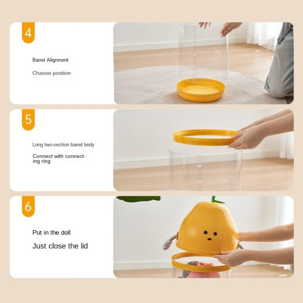 Transparent Doll Storage Box Cartoon Style Plush Toy Storage Tube For Children Kids