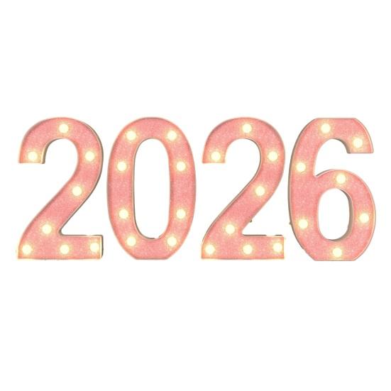 Light Up Numbers 2026 Large LED Marquee Numbers Battery Operated Letter Sign for New Year Graduation Party Wedding Table Decor