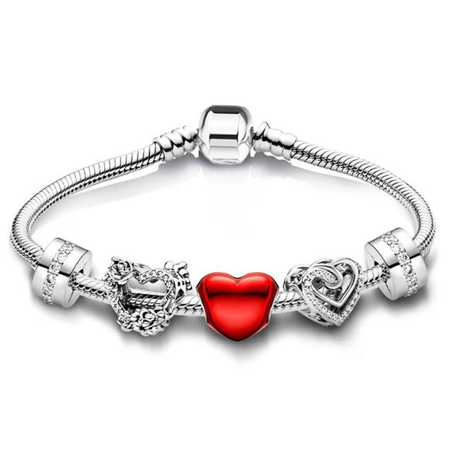 Love You Forever Beads Charm Bracelets Elegant Silver Color Snake Chain Bracelets For Women Lover Jewelry Gift Special Offer
