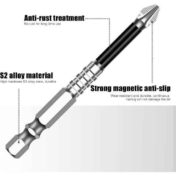 High Magnetic Screwdriver Drill Bit Set, 2025 New Magnetic Screwdriver Bits, Universal Anti Slip Magnetic Electric Screwdriver Set Suitable for Home