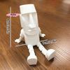 S-1Pc 3D Printed Moai Statue Easter Island Moai Ornament With Movable Joints Collectible Figurine Home Desk Decor Party Gift