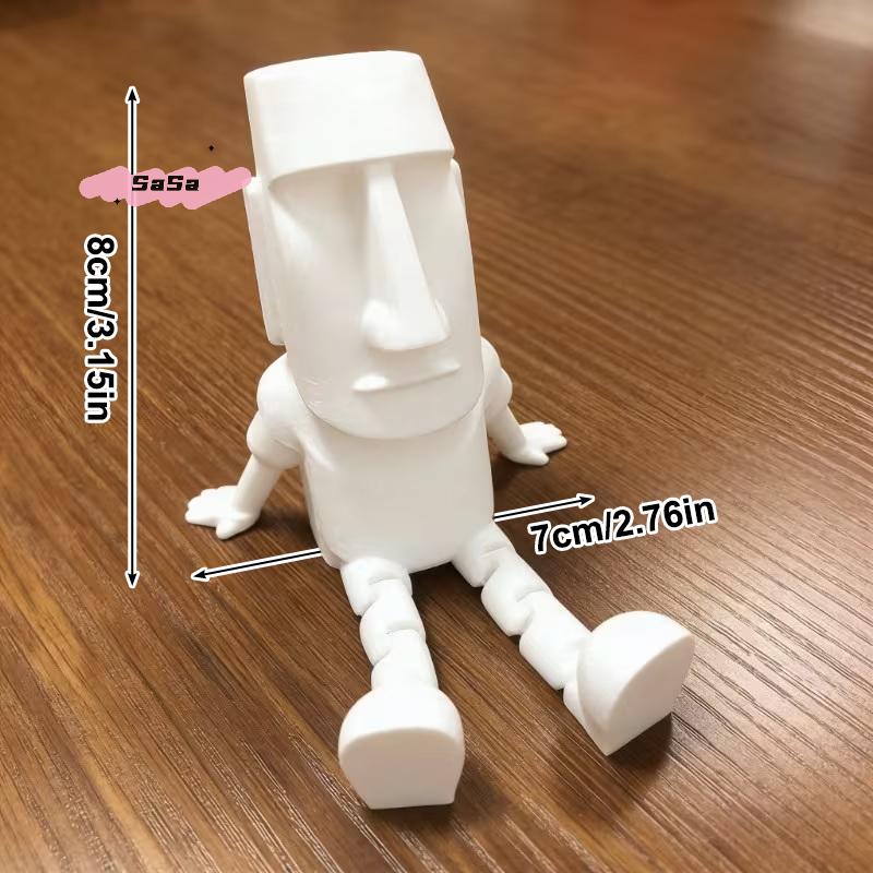 S-1Pc 3D Printed Moai Statue Easter Island Moai Ornament With Movable Joints Collectible Figurine Home Desk Decor Party Gift