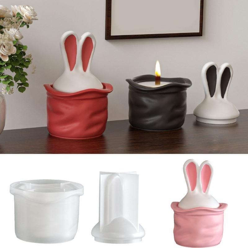 Creative Rabbits Shape Silicone Mould Easy Demold for Making Jewelry Boxes Home Decoration Items