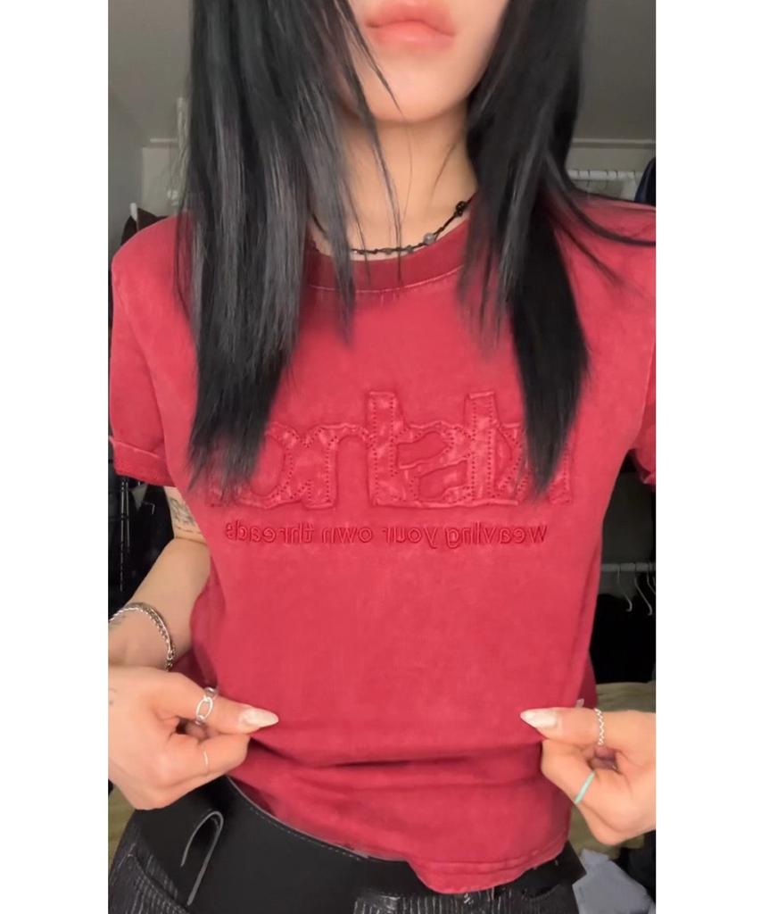 Kisyoleu Pigment Applique Short Sleeve T-Shirt (3 Colors)