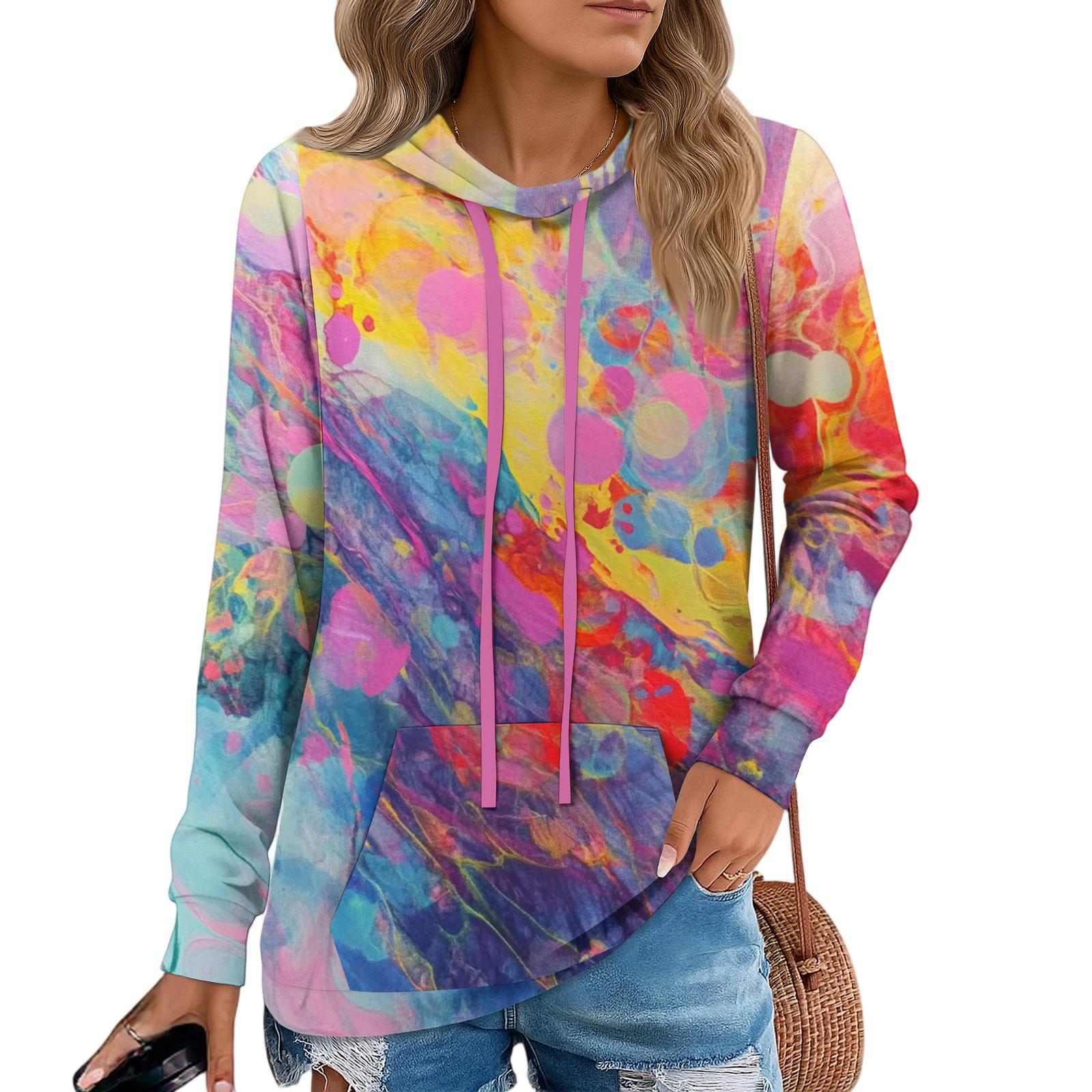 

Женские худи-пуловеры, модные толстовки с капюшоном для девочек-подростков, женский осенний туник-топ XL розовый