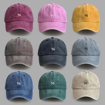 Washed Cotton Embroidery Soft Top Cap Spring and Summer Outdoor Neutral Sunshade Baseball Cap Men's and Women's Versatile Casual Hat
