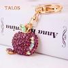 Fashion Cute Crystal Stone Apple Keyring Metal Car Key Chain Purse Bag Decor Gift Suspension Trinket