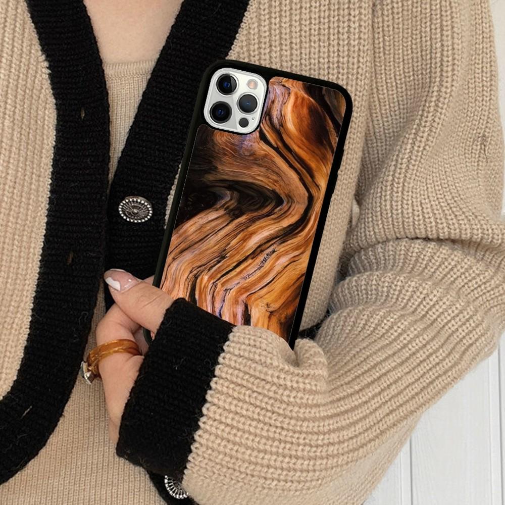 Wood Grain Phone Case Silicone PC+TPU For For iPhone  11 12 13 14 15 16 Plus Pro Max Cover