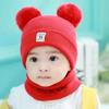 Gorros de malha para bebês quentes de inverno com cachecol, gorros de malha para crianças, cor sólida, chapéu infantil para crianças, meninos e meninas, acessórios