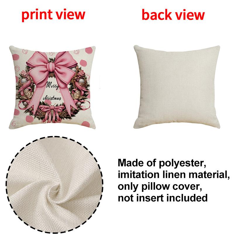 1PC Letters Printed Santa Claus Gift Box Snowman Living Room Couch Decoration Pink Christmas