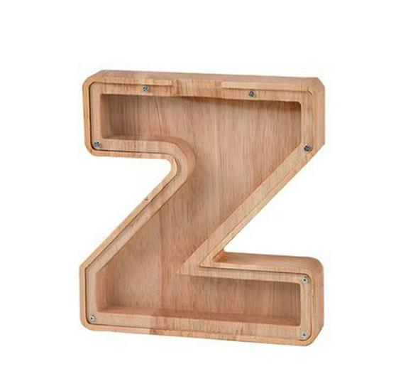 Wooden & Acrylic Money Box: Transparent 26-Letter Savings Bank for Kids