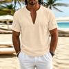 Camisa Henley Casual de Manga Corta para Hombre, Cuello en V, Estilo Polo de Verano, Tejido Ligero y Transpirable, Ajuste Cómodo