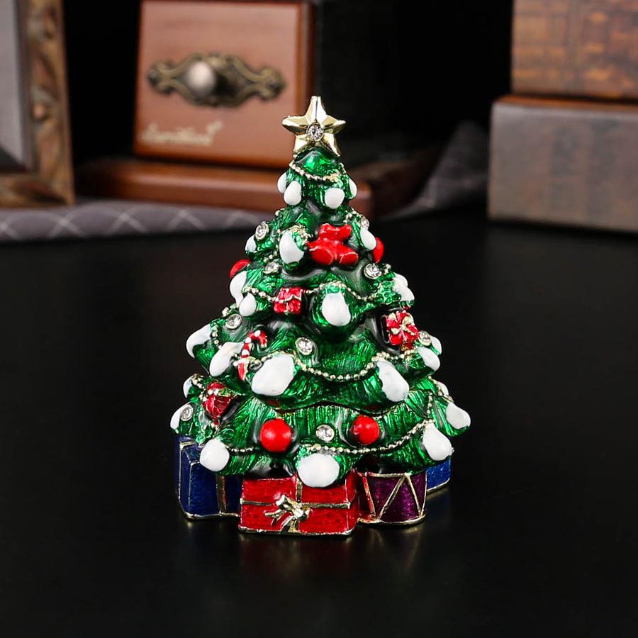 

European and American Christmas tree handicrafts jewelry box decoration girls birthday gift ornament ring stud earrings storage box festival 6*8