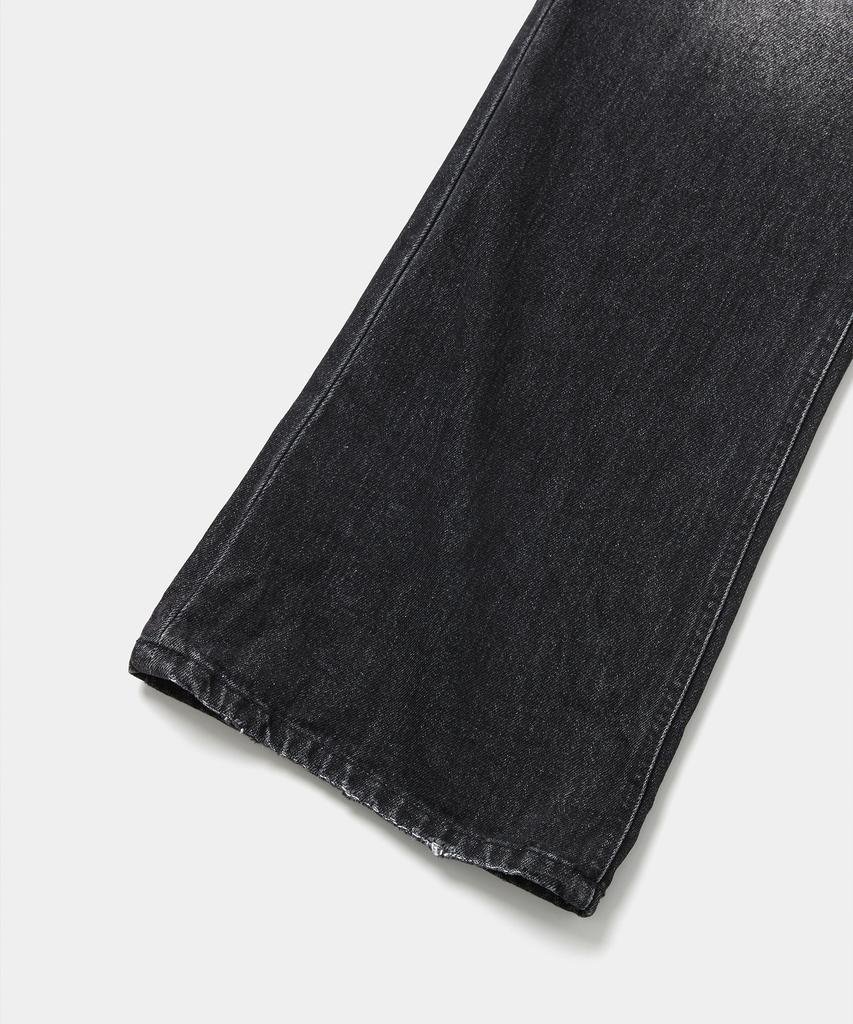 Laikeueomojeu Washed Damaged Embossed Flare Denim Pants_Black