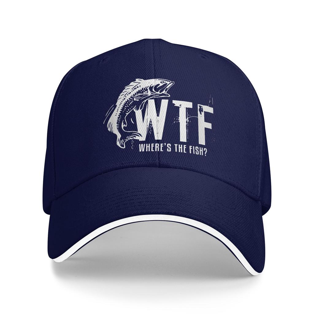 WTF Wheres The Fish Funny Fishing Sandwich Baseball Cap Retro FisherUnisex Unisex Style Adjustable Headwear Sports Workouts Hat