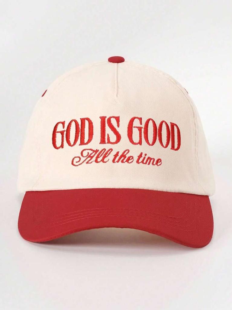 Embroidered God Is Good Colorblock Baseball Cap Adjustable Sun Protection Casual Hat Spring Autumn Travel Festival