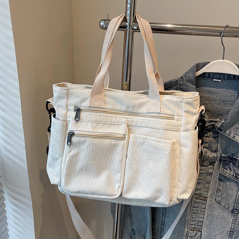 Dámská velkokapacitní taška tote podpažní manšestr